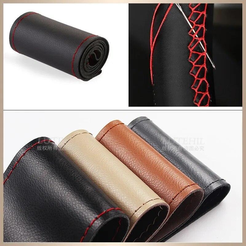 Car Truck Steering Wheel Cover Leather Stitch on 15 16 17 18 19 inch 38 -50cm