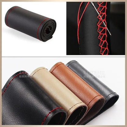 Car Truck Steering Wheel Cover Leather Stitch on 15 16 17 18 19 inch 38 -50cm