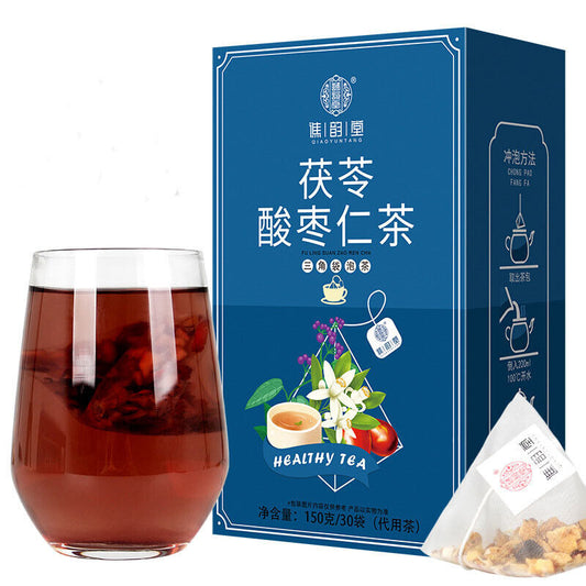 Poria cocos Ziziphus jujuba seed tea, black tea, beauty care and slimming tea-