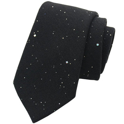 Men Neckties 8cm Width Shiny Linen Cotton Solid Sequin Women Neckwear Casual Tie