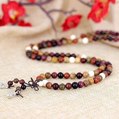 Wooden Beads Bracelet Tibetan Buddhist Mala prayer beads Necklace for Women Men