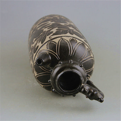 Chinese Song Cizhou Kiln Black Glazed Garlic Straight Pot