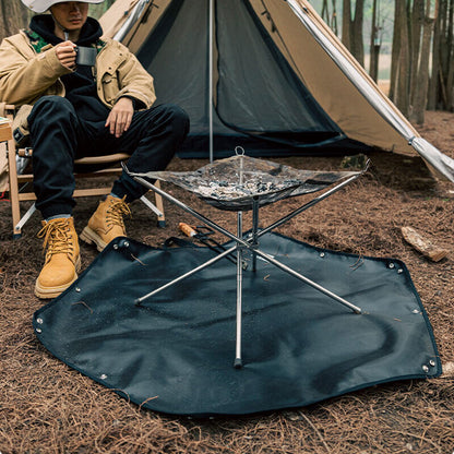 Fire Fireproof Mat Hexagonal Foldable Firewood Bag Heat Resistant Camping BBQ