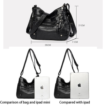 Women's Soft Leather Shoulder Bags Multi-Layer Crossbody Bag Handbag