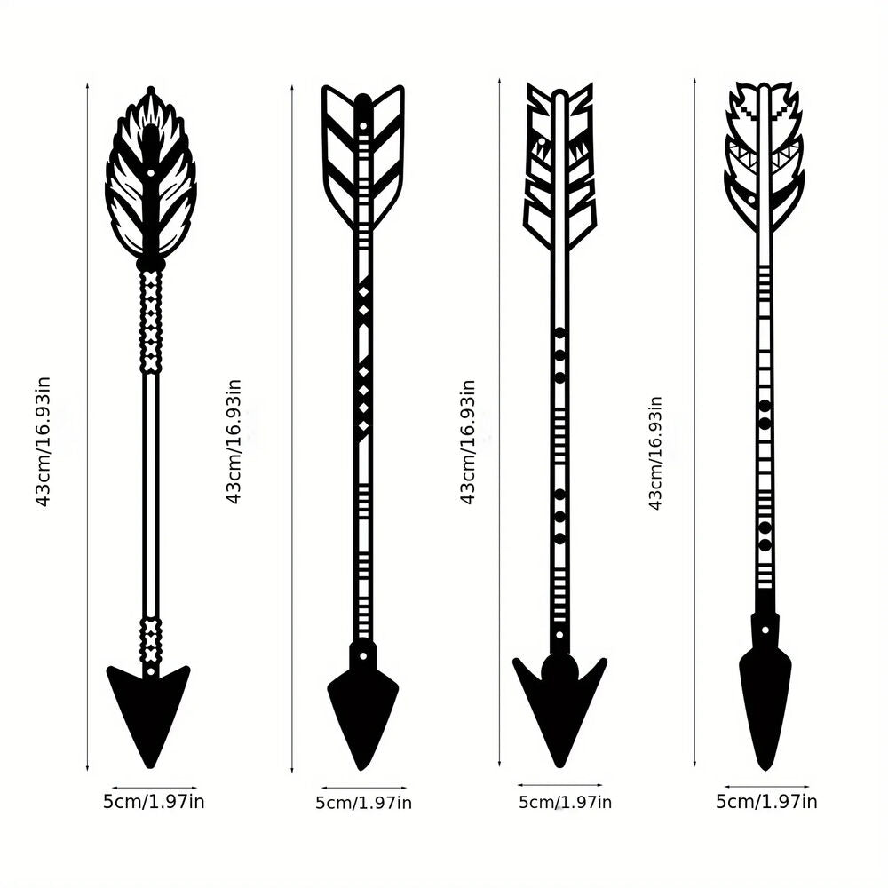 4 Pcs Black Metal Wall Art, Sword Wall Art Decoration For Log Cabin Garden