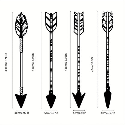 4 Pcs Black Metal Wall Art, Sword Wall Art Decoration For Log Cabin Garden