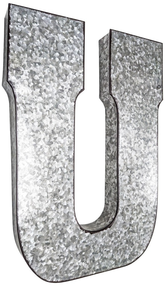 Huge 20" Metal Letter Hanging Wall Décor, Galvanized Metal with Rusted Edges