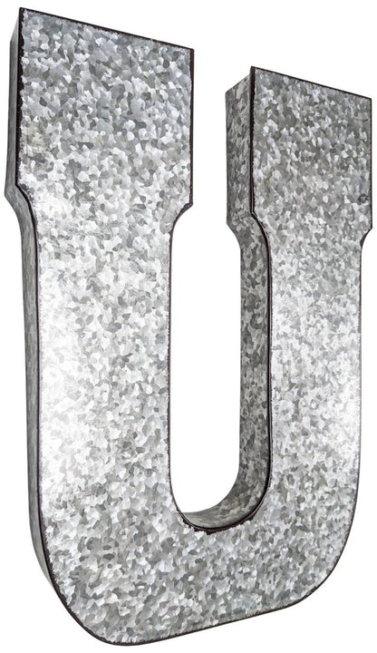Huge 20" Metal Letter Hanging Wall Décor, Galvanized Metal with Rusted Edges