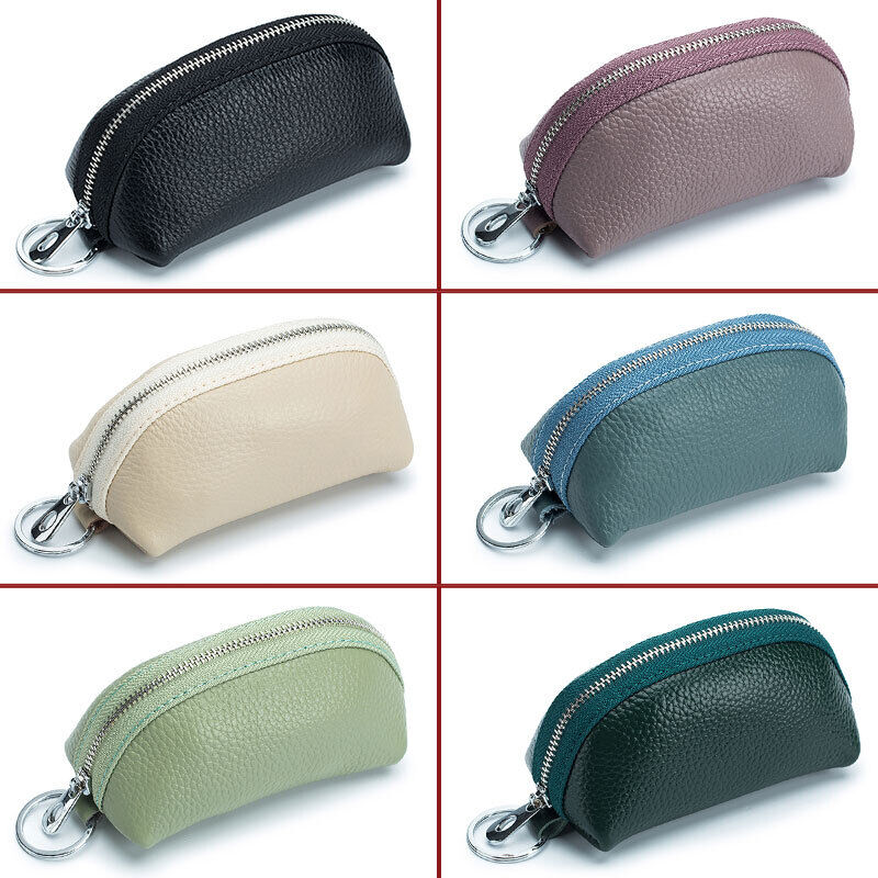 Unisex Soft Small Real Leather Pouch Coins Purse Mini Soft Wallet Zips Keys Bag