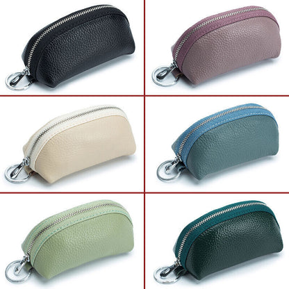 Unisex Soft Small Real Leather Pouch Coins Purse Mini Soft Wallet Zips Keys Bag