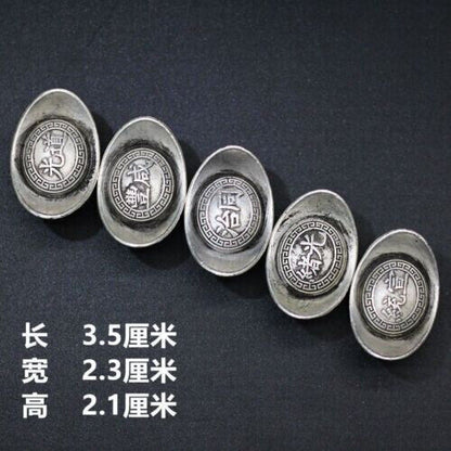 5pcs Old Silver Ingots and Silver Ingots of The Qing Dynasty, Silver Ingots
