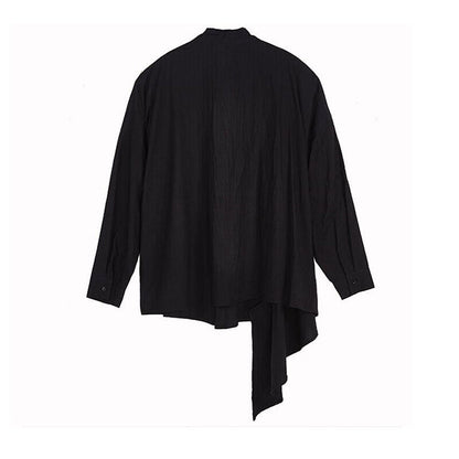 Men Japanese Casual Loose Oversize Shirt Black Harajuku Samurai Baggy Top Blouse