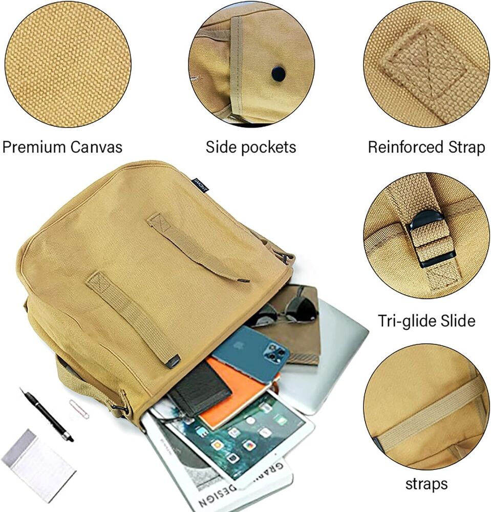 WW2 US M1936 Canvas Messenger Bag, 12" Vintage Tactical Musette Satchel Bags...