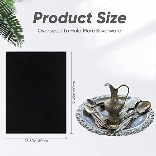 LEIFIDE Silver Storage Bags Oversized 24" x 30" Black Zipper Anti Tarnish...