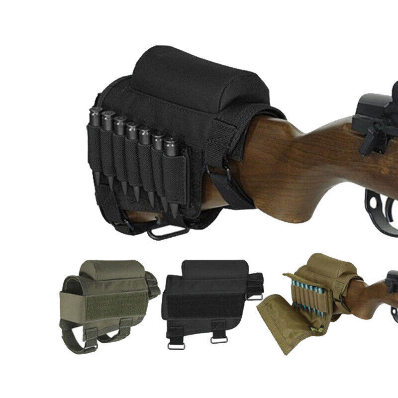 Tactical Butt Stock Rifle Cheek Rest Pouch Military Gear Bullet Holder Bag Shell