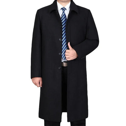 Winter Overcoat Clothes Men Thicker Casual X-long Covered Button Mens Wool Coat