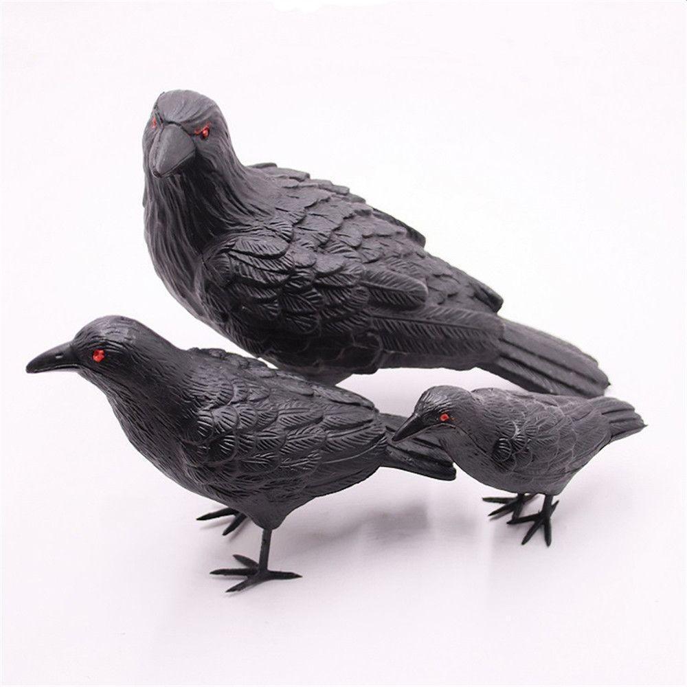 Artificial Crow Realistic Black Birds Props for Garden Home Halloween Decoration