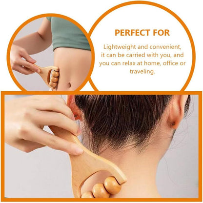 Wooden Massage Roller Manual Back Massager Handheld for Neck Leg Pain 3 Pieces