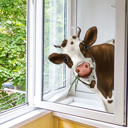 Animal Wall Stickers PVC Cartoon Cow Print Window Decals Home Decoration 30x35cm