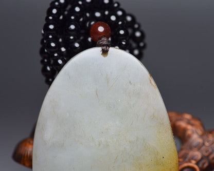 Chinese Old Natural Hetian Jade Carved Fish Statue Exquisite Pendant Jewelry Art