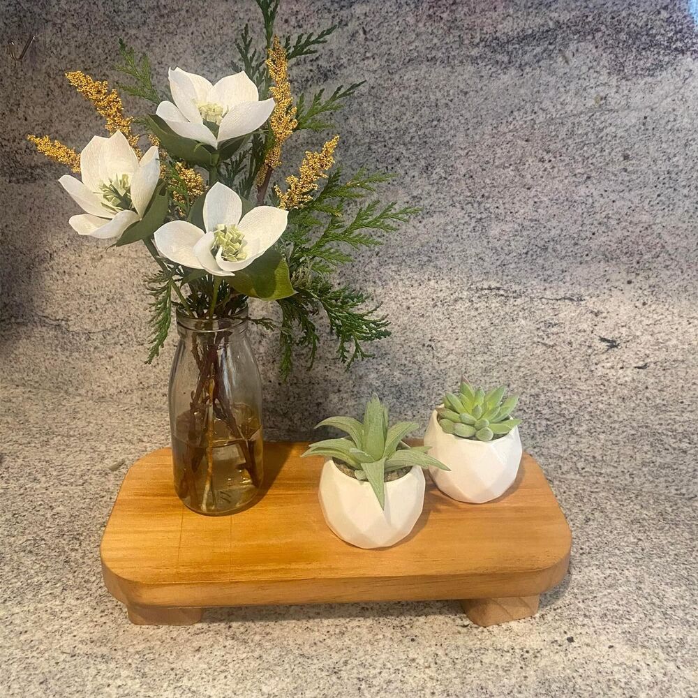 Decorative Wood Riser for Farmhouse Kitchen Counter Bathroom Rustic Tray Decor