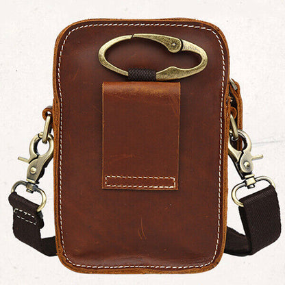 Men's New Rustic Leather Waist Bag Fanny Pack Belt Bag Pouch Small Shoulder Bag