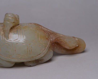 Collection China Hetian Jade Carved Dragon Turtle Statue Exquisite Figurines Art