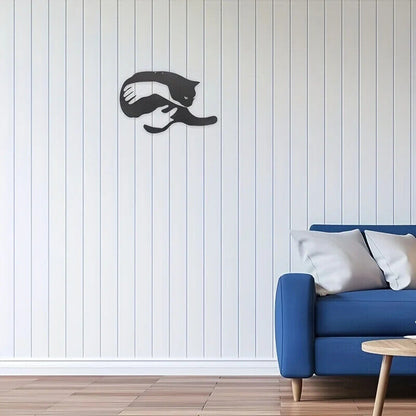 CIFBUY Black Metal Cat Wall Decoration, Modern Cat Silhouette Wall Art Sculpture