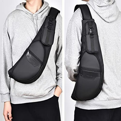CAISANG Sling bag Chest Shoulder Backpack Crossbody Fanny Pack Medium, Black