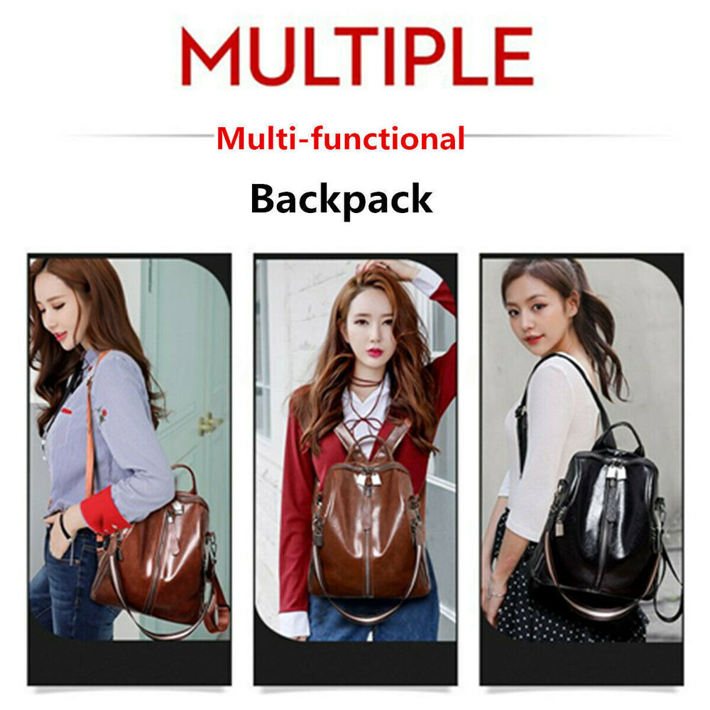Womens Ladies PU Leather Handbags Backpack Shoulder Bags Back To School Rucksack
