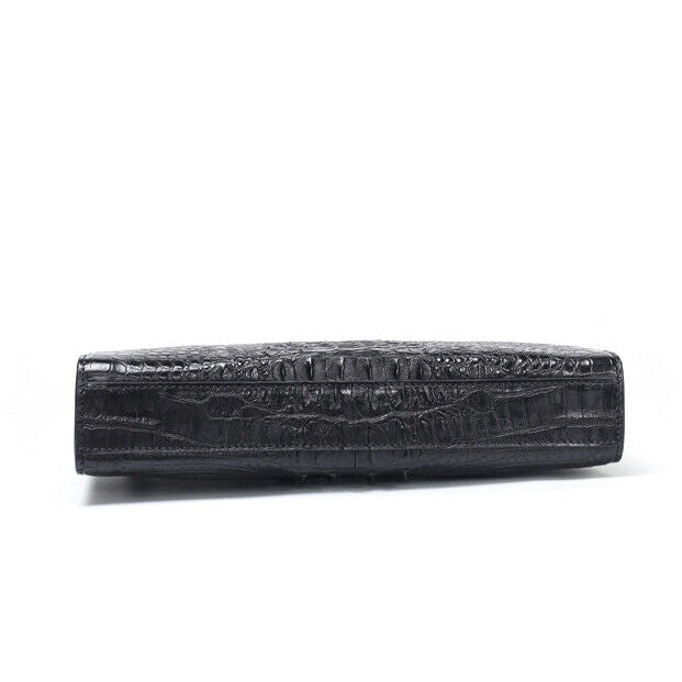 100% Real Crocodile Skin Leather Mens Business Clutch Wallet Zipper Envelope Bag