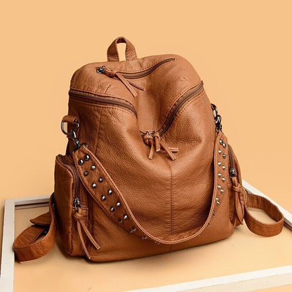 Backpacks Women Leather Daypack Anti-theft Travel Bag Large School Bag