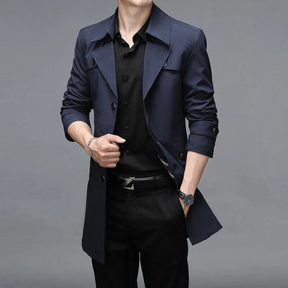 Spring Autumn Men Business Windbreaker Coat Mens Single Breasted Outerwear
