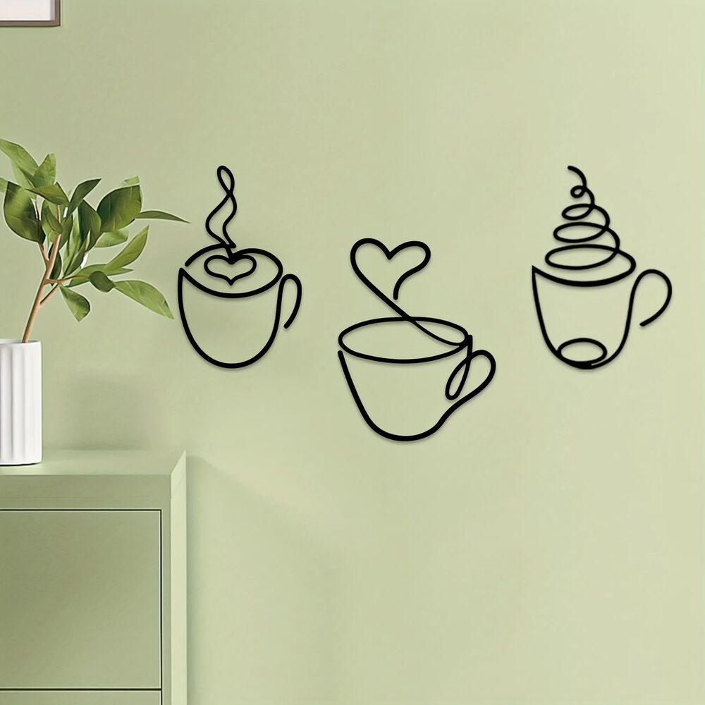 Add a Touch of Charm to Your Kitchen with this 3pcs Coffee Cup Wall decor metal
