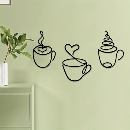 Add a Touch of Charm to Your Kitchen with this 3pcs Coffee Cup Wall decor metal