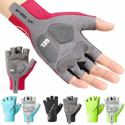 Unisex Cycling Gloves Wheel Up Bike Gel Half Finger Wears Finger Outdoor Sport