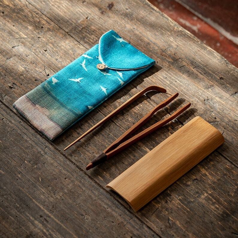Natural Bamboo Tea Spoon with Bag|Tea Ceremony Set|Bamboo Tea Accessories