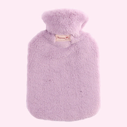 2L Large Hot Water Bottle Bag w/ Soft Warm Plush Cover Furry Hot Water Bag Pouch