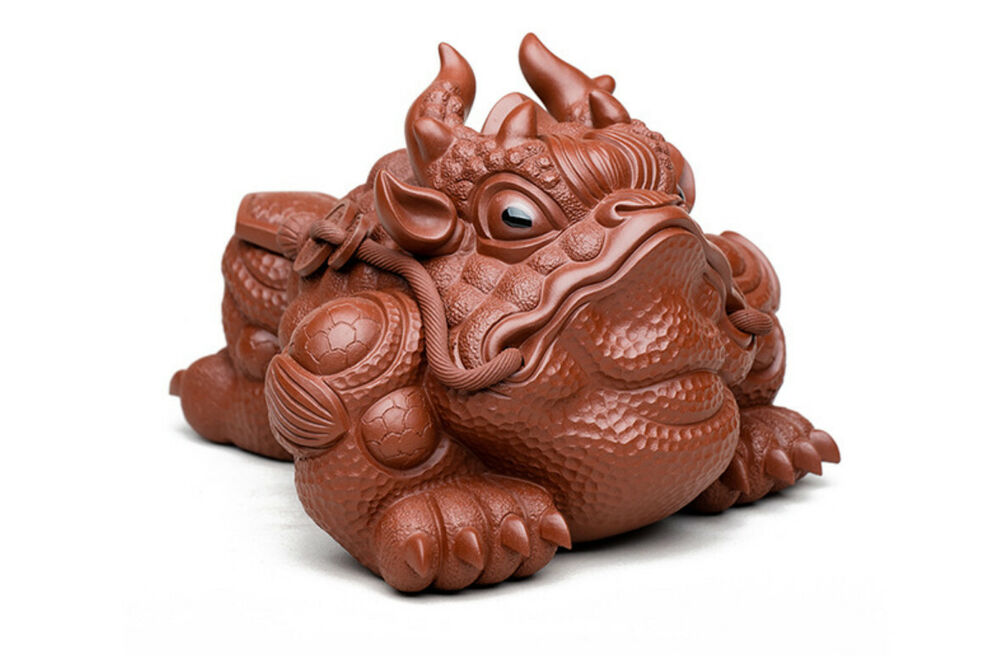 Chinese Yixing Handmade Zisha DaHongPao Clay HaoChan tea Pet decoration toad 