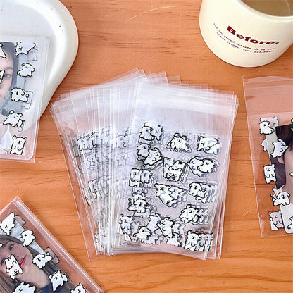 50PCS Transparent Self-adhesive Packing Storage Bag Cute Cartoon Dog Seal Bag