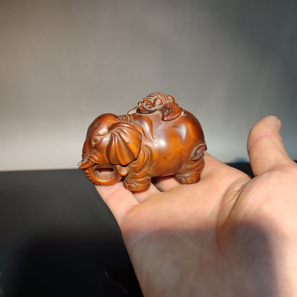 Home decoration bat elephant wooden statue decor living wall wood carved wealth