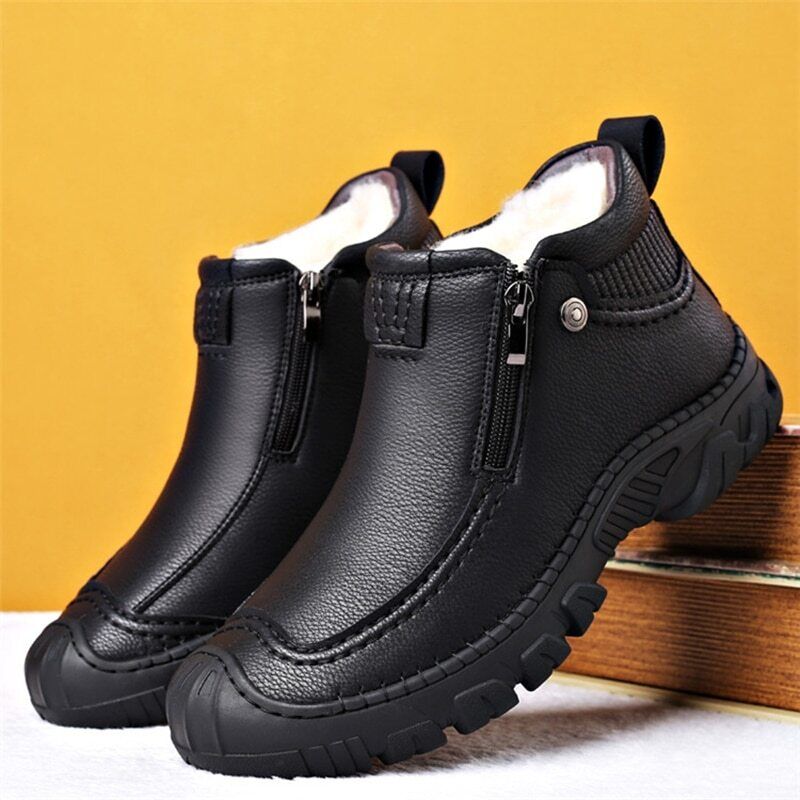 Men Winter Boots Leather Sneakers Warm Men's Boots Outdoor Hiking Boots Shoes