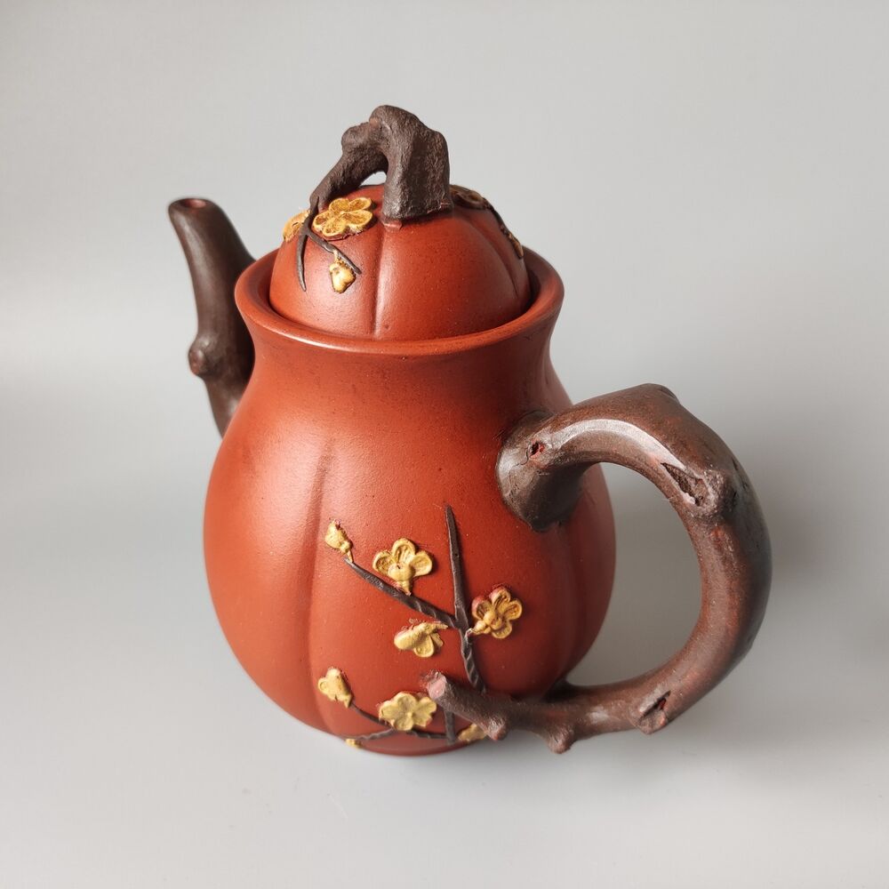 Vintage China Yixing Purple Clay Teapot Zisha Ceremony Fine Plum Blossom Teaware
