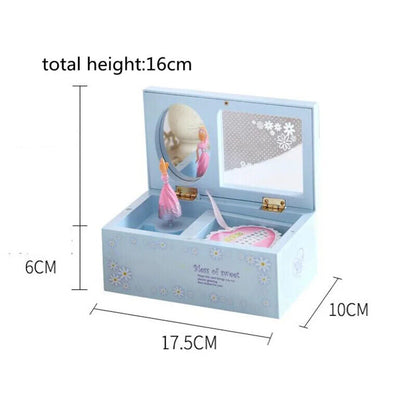 Music Box Plastic Ballerina Home Decoration Clockwork Jewelry Storage 7.5x10x6cm