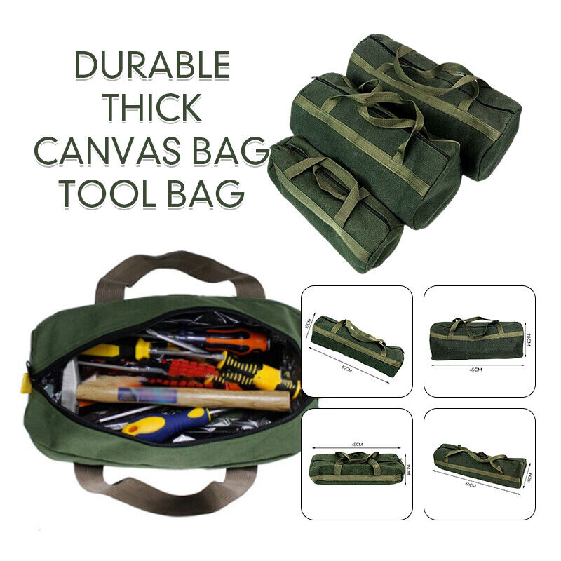 Durable Thick Green Canvas Pouch Tool Bags Storage Organizer Instrument Case