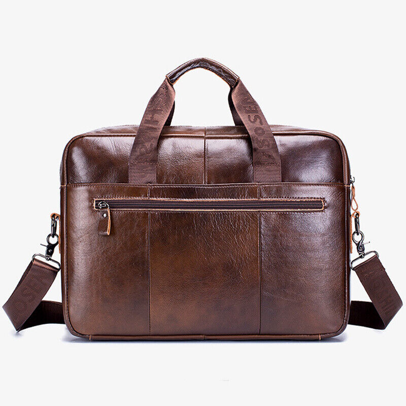 100% Genuine Leather Men's Handbags Shoulder bag 14" Laptop Business Briefcase