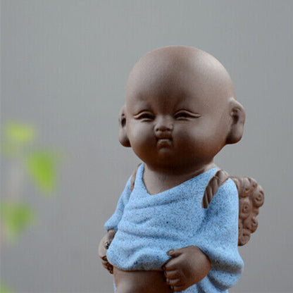 real yixing zisha tea pet monk pee doll China creative tea play purple clay boy