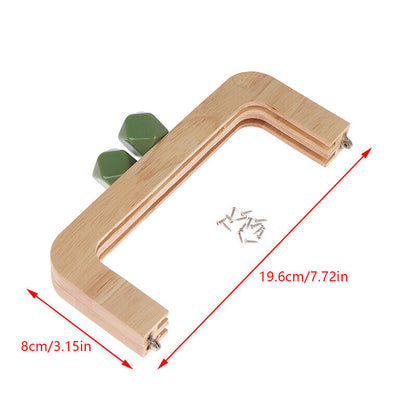 20cm Solid Wood Material Wooden Purse Frame Screws Inside Wood Bag Handle FraWO