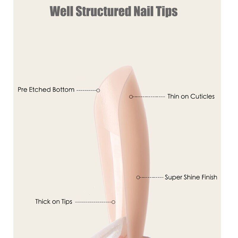 False Nail Tips Art 240Pcs Soft Gel Coffin Natural Extension Full Cover Press On