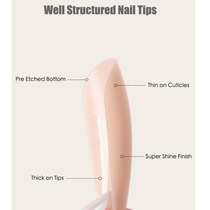 False Nail Tips Art 240Pcs Soft Gel Coffin Natural Extension Full Cover Press On